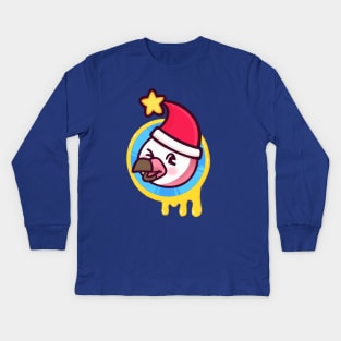 Flamingo in a Santa hat Kids Long Sleeve T-Shirt